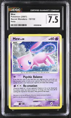 CGC 7.5 Mew 2007 Secret Wonders 15/132 Holo Pokemon Card - Image 1