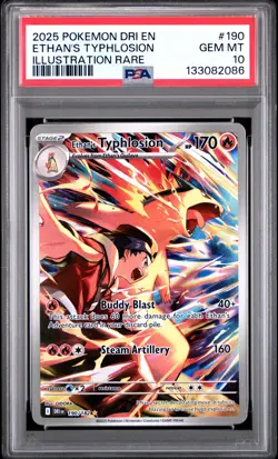 2025 POKEMON DRI EN-DESTINED RIVALS ILLUSTRATION RARE ETHAN'S TYPHLOSION PSA 10 - Image 1