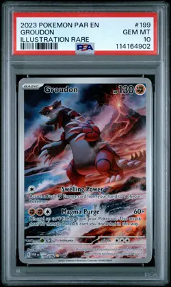 2023 POKEMON PAR EN-PARADOX RIFT ILLUSTRATION RARE #199 GROUDON PSA 10 - Image 1