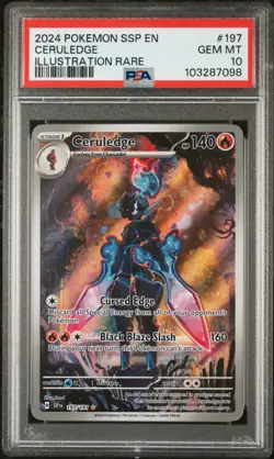 2024 POKEMON SSP EN-SURGING SPARKS ILLUSTRATION RARE #197 CERULEDGE PSA 10 - Image 1