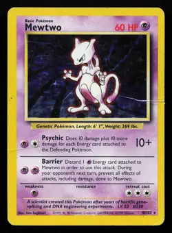 Mewtwo 10/102 Holo Rare Base Set Pokemon Card - Image 1