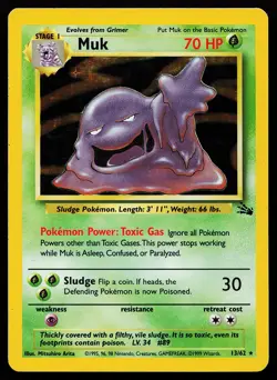 Muk 13/62 Holo Rare Fossil Pokemon Card - Image 1
