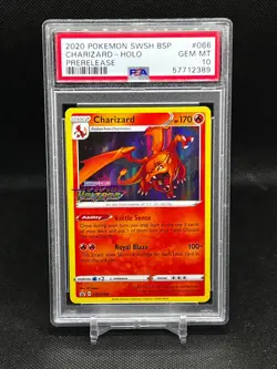 2020 Pokemon SWSH BSP Charizard Holo Prerelease #066 PSA 10 - Image 1