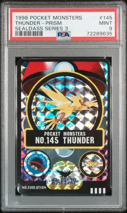 1998 POCKET MONSTERS SEALDASS SER 3 #145 THUNDER-PRISM PSA 9 - Image 1