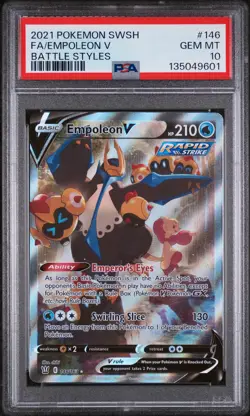 2021 POKEMON SWORD & SHIELD BATTLE STYLES #146 FULL ART/EMPOLEON V PSA 10 - Image 1