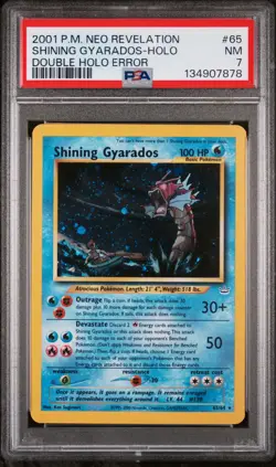 2001 POKEMON NEO REVELATION DOUBLE HOLO ERR #65 SHINING GYARADOS-HOLO PSA 7 - Image 1
