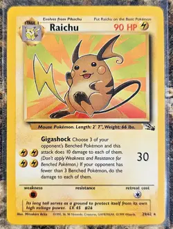 Pokemon 1999 Fossil Raichu 29 NM or better - Image 1