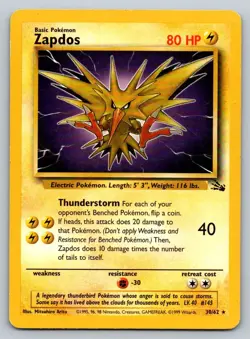 Zapdos - Fossil - Rare - 30/62 - Pokemon - LP - Image 2