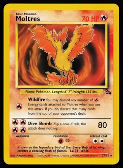 Moltres 27/62 Rare Fossil Pokemon Card - Image 1