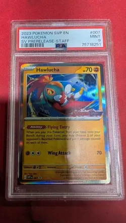 Hawlucha -Prerelease Staff Scarlet & Violet Promo Cards Graded PSA 9 - Image 1