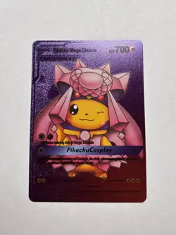 Pikachu Mega Diancie Tag Cosplay Rainbow Foil Display Card HP700 NM/M - Image 1