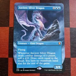 Mtg Ancient Silver Dragon NM/M Borderless Extended Commander Legends Mythic Rare - Image 1