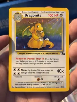 Pokemon TCG Dragonite Fossil 4/62 Holo Rare 1999-2000 Copyright 100 HP Stage 2 - Image 1