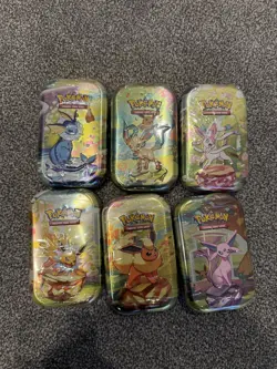 6 x Pokemon Prismatic Evolutions Mini Tins 12 Booster Packs New Sealed Fast 📦 - Image 1