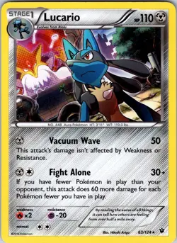 Lucario (63) 63/124 XY - Fates Collide Pokemon NM Holo - Image 1