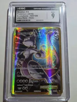 CGC 9 MINT Mewtwo Ex 103/108 XY Evolutions Ultra Rare Holo Full Art Pokemon - Image 1