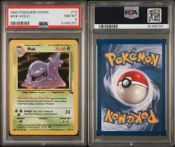 1999 Pokemon Fossil #13 Muk Holo PSA 8 - Image 3