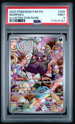 Pokemon Morpeko 206/182 SV04 Paradox Rift Illustration Rare Holo PSA 9 2023 - Image 1