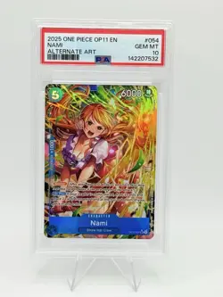 2025 ONE PIECE OP11-A FIST OF DIVINE SPEED 054 NAMI ALTERNATE ART PSA 10 ENGLISH - Image 1