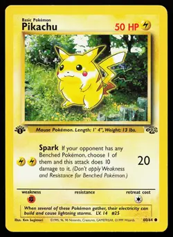 Pikachu 60/64 Common 1st Edition Jungle Pokemon Card - Image 1