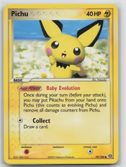 Pokemon Card Pichu Common Emerald 59/106 - Image 1