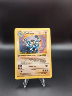 Pokemon Card 1st Edition Shadowless Holo Machamp 8/102 - Image 1