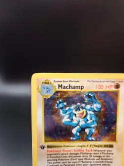 Pokemon Card 1st Edition Shadowless Holo Machamp 8/102 - Image 2