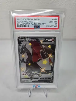 2020 Pokemon SWSH Full Art Shiny Charizard V PSA 10 Gem Champion's Path 79 Card - Image 1