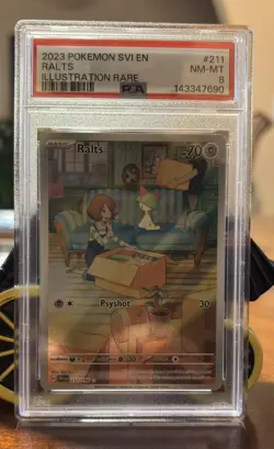 PSA 8 NM-MT Ralts Scarlet & Violet Base Illustration Rare 2023 Pokemon 211/198 - Image 2