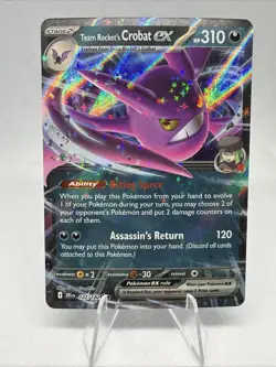 Pokemon TCG Team Rockets Crobat EX 122/182, Destined Rivals Double Rare NM - Image 1