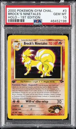 2000 POKEMON GYM CHALLENGE HOLO-1ST ED #3 BROCK'S NINETALES PSA 10 - Image 1