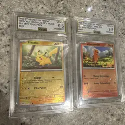 2023 Pokemon 151 Promo Pikachu #025 & Charmander #004 AGS 9.5 Mint+ Holo Lot - Image 1