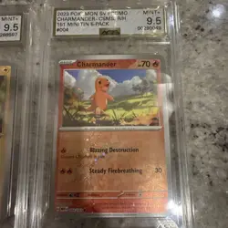 2023 Pokemon 151 Promo Pikachu #025 & Charmander #004 AGS 9.5 Mint+ Holo Lot - Image 3