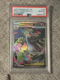 2025 POKEMON PFL EN-PHANTASMAL FLAMES ULTRA RARE #109 MEGA CHARIZARD X EX PSA 10 - Image 1