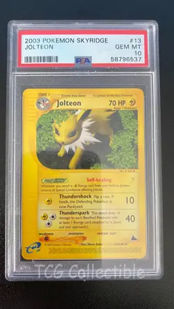 PSA 10 GEM MINT Jolteon 13 Rare 2003 Skyridge WOTC Pokemon Card - Image 1