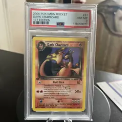 2000 POKEMON ROCKET 1ST EDITION #21 DARK CHARIZARD PSA 8 - Image 1
