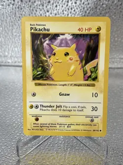 Pokemon TCG Pikachu (Red Cheeks) 58/102 Base Set Shadowless Unlimited HP40 Comm… - Image 1