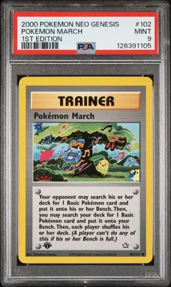 2000 POKEMON NEO GENESIS 1ST ED #102 POKEMON MARCH PSA 9 - Image 1