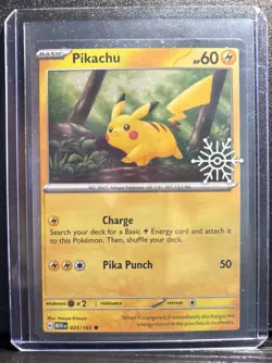 Pikachu 025/165 Pokemon Holiday Calendar Snowflake Stamped Holo - Image 1