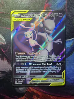 Pokemon Unified Minds Mewtwo and Mew GX (Full Art) 222/236 NM/M Tag Team TCG - Image 1