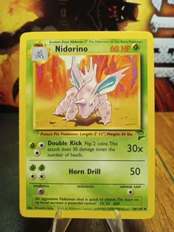 1999 Pokemon Base Set 2 Nidorino #54 Extremely LP-NM - Image 1
