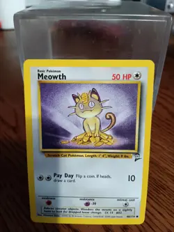 2000 Pokemon Base Set 2 80 Meowth NM Vintage WoTC Pokemon - Image 1