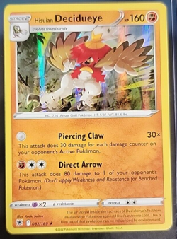 Pokemon TCG Hisuian Decidueye Astral Radiance 082/189 Holo Holo Rare - Image 1
