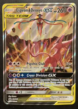 Pokemon Espeon & Deoxys GX Tag Team Jumbo Black Star Promo Card SM240 Holo NM- - Image 1