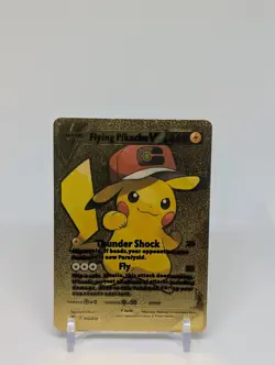 Pokemon🔥PIKACHU ASH CAP Poncho🔥GOLD FOIL Custom Card🔥Pikachu 208/XY-P🔥HP 660 - Image 1