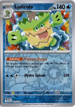 Ludicolo 037/159 Reverse Holo SV09: Journey Together Pokemon Card TCG - Image 1
