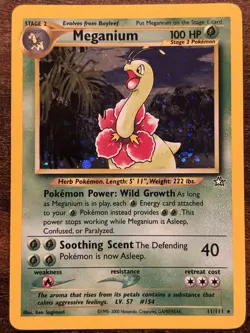 Pokemon Meganium Holo Rare Neo Genesis 11/111 Card 2000 “Energy Trans” Error - Image 1