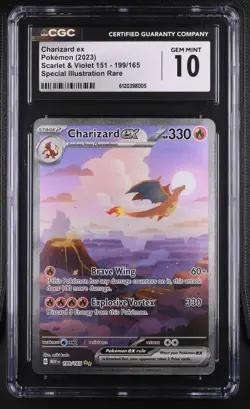 2023 POKEMON 151 SPECIAL ILLUSTRATION RARE SIR HOLO #199 CHARIZARD EX CGC 10 - Image 1