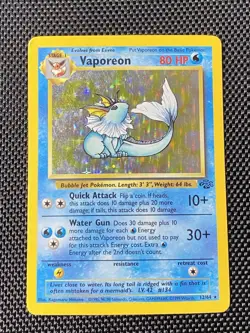 Pokemon TCG Vaporeon 12/64 Holo Rare Card Jungle Set, Vintage 1999 LP - Image 1