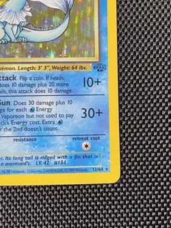 Pokemon TCG Vaporeon 12/64 Holo Rare Card Jungle Set, Vintage 1999 LP - Image 4